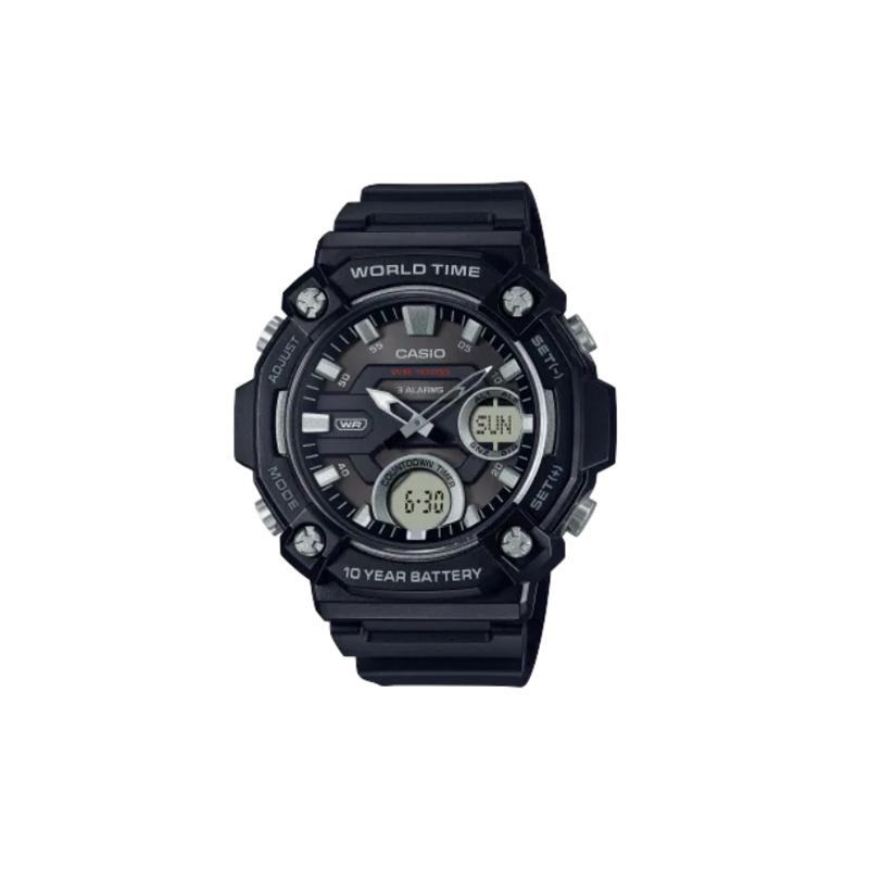 

Casio YOUTH Series-Disc Dual Display Fashion Trend Sports Quartz Movement Resin Strap Japanese and Korean Watch Men s Watch Black Dial AEQ-120W-1AV чорний