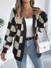 2025 Autumn/Winter New European & American Plaid Knit Oversized Women's Cardigan Sweater