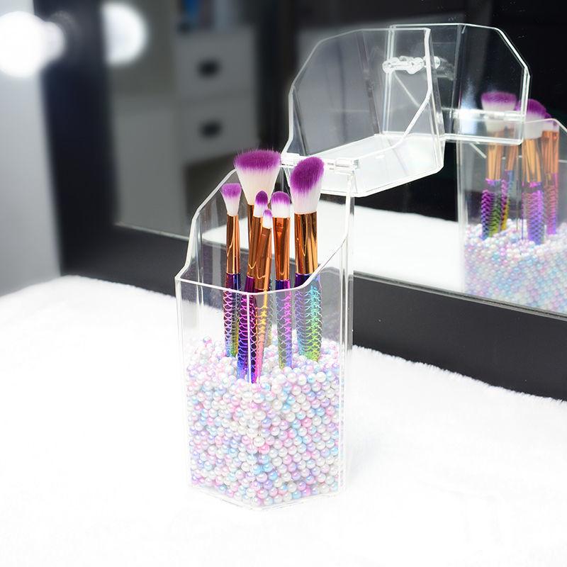 Make-up-Pinsel- und Lippenstift-Organizer aus Acryl mit Fächern - Aufbewahrungsröhre mit großem Fassungsvermögen