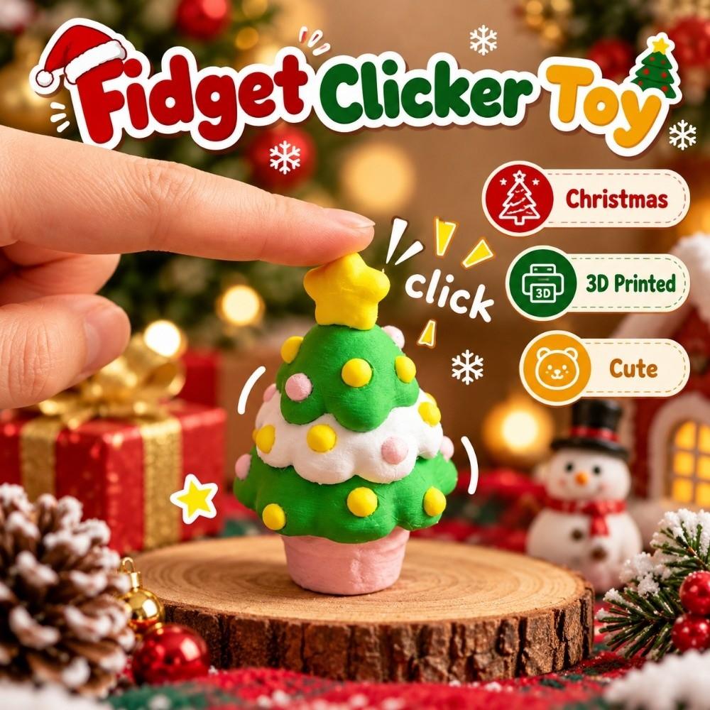 Mini Fidget Clicker Toy 3D Printed Stress Relief Toy Sensory Toy Push Click Fidget Toy  Christmas