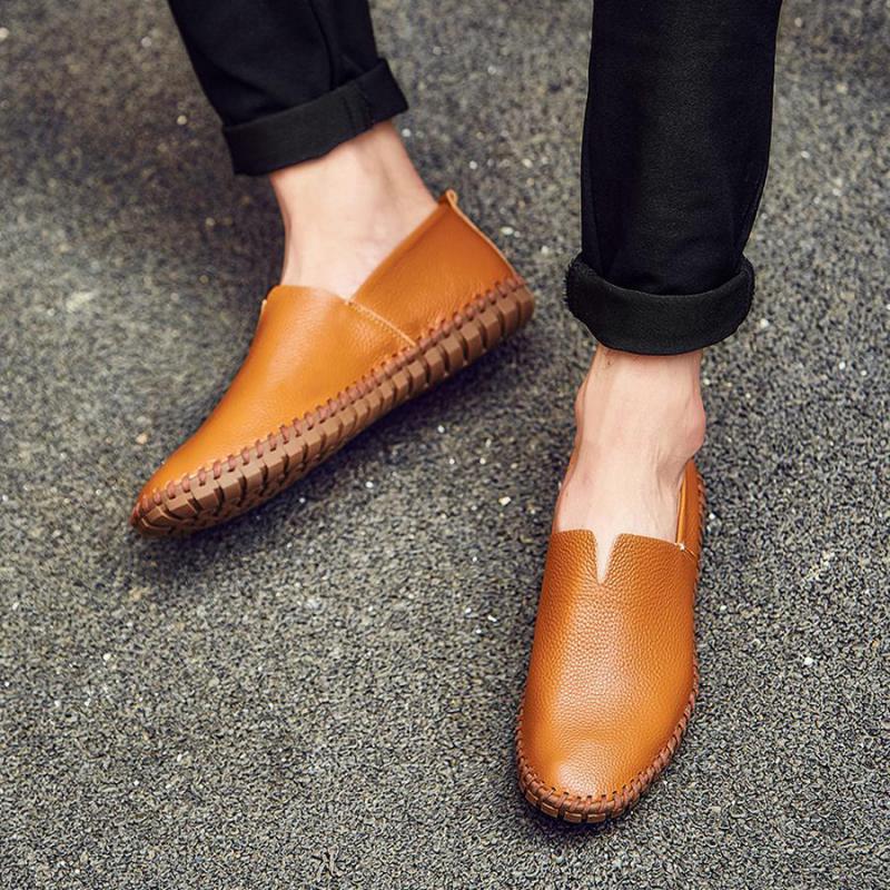 Mocassini da Uomo in Vera Pelle di Mucca Moda Mocassini Fatti a Mano Pelle Morbida Blu Slip-On Uomo e;#39;Scarpa da barca S Taglie forti 38-47