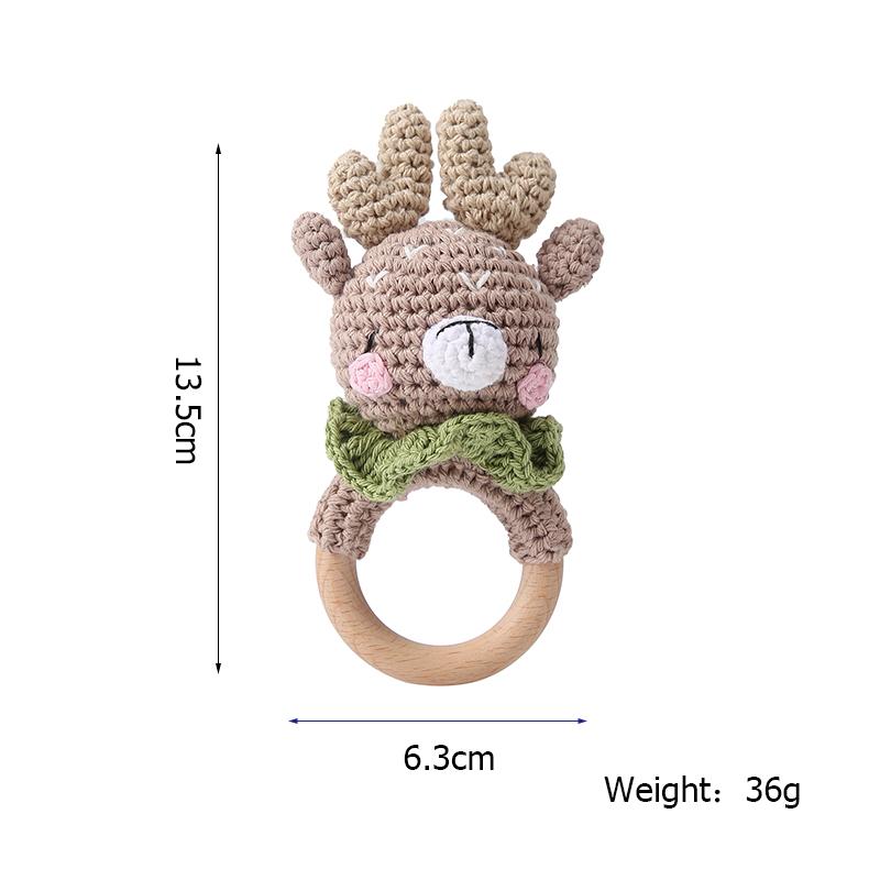 1Pc Baby Ratter Toys Wooden Teether Crochet Animals Bpa Free Rattle Toy Newborn Amigurumi Teether Baby Rattles Gifts For Newborn