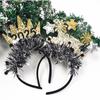 Black Gold Hair Band Decorative 2026 Celebration Headband New Year'S Eve Headband Comfortable Holidays Hair Accessory For New