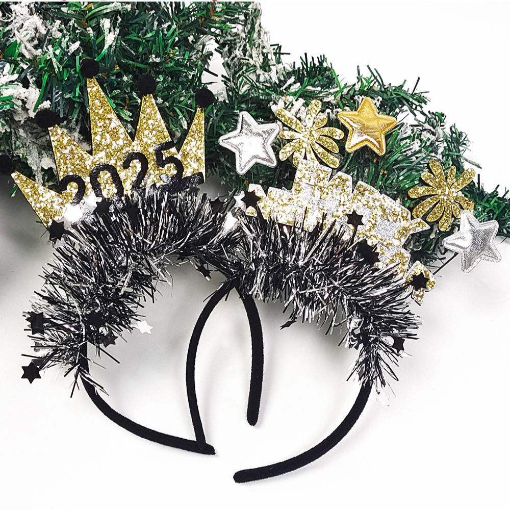 Black Gold Hair Band Decorative 2026 Celebration Headband New Year'S Eve Headband Comfortable Holidays Hair Accessory For New