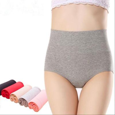 Women's High Waist Cotton Briefs - 95% Cotton, Solid Color