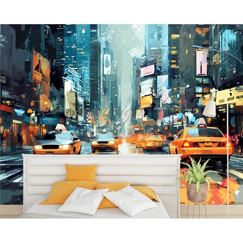 New York taxi street scene tapestry 75x100 чёрный