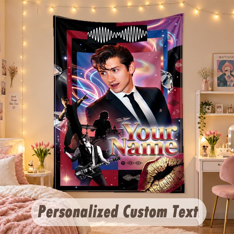 Custom Personalized Tapestry,Arctic Monkeys Print Custom Name Text Wall Art Hanging for Bedroom