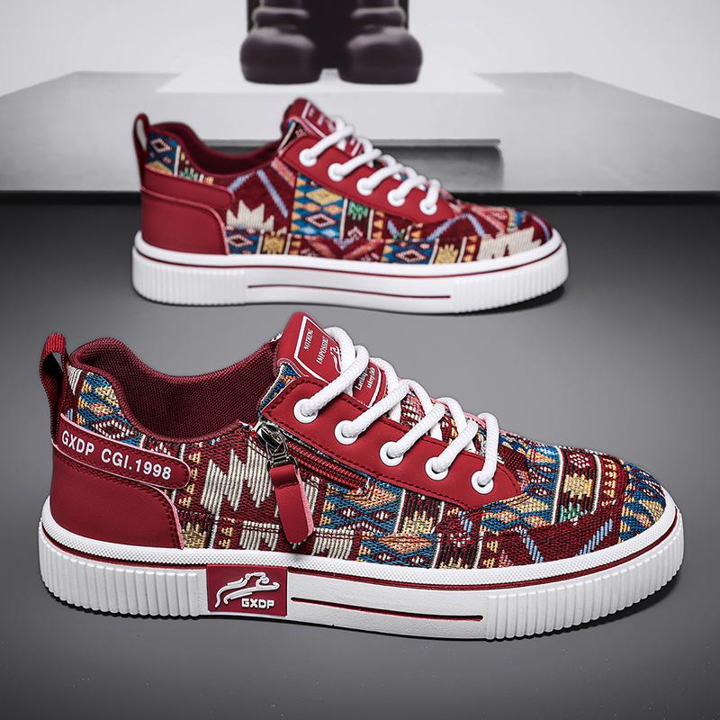 Canvas autumn breathable niche design casual board shoes lightweight soft sole sports printed cloth shoes