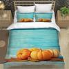 Set Copripiumino Reversibile Stile Autunnale Naturale con Zucca e Foglie, Set Biancheria da Letto in Microfibra e Federe con Chiusura a Zip
