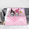 Kawaii Kuromi Anime Blanket Coral Fleece Plush  Winter  Multi-function Super Soft Throw Blankets for Home Office Bedspreads