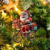 Santa Claus Rides Bike Decor Acrylic Pendant For Christmas Interior Enhancement