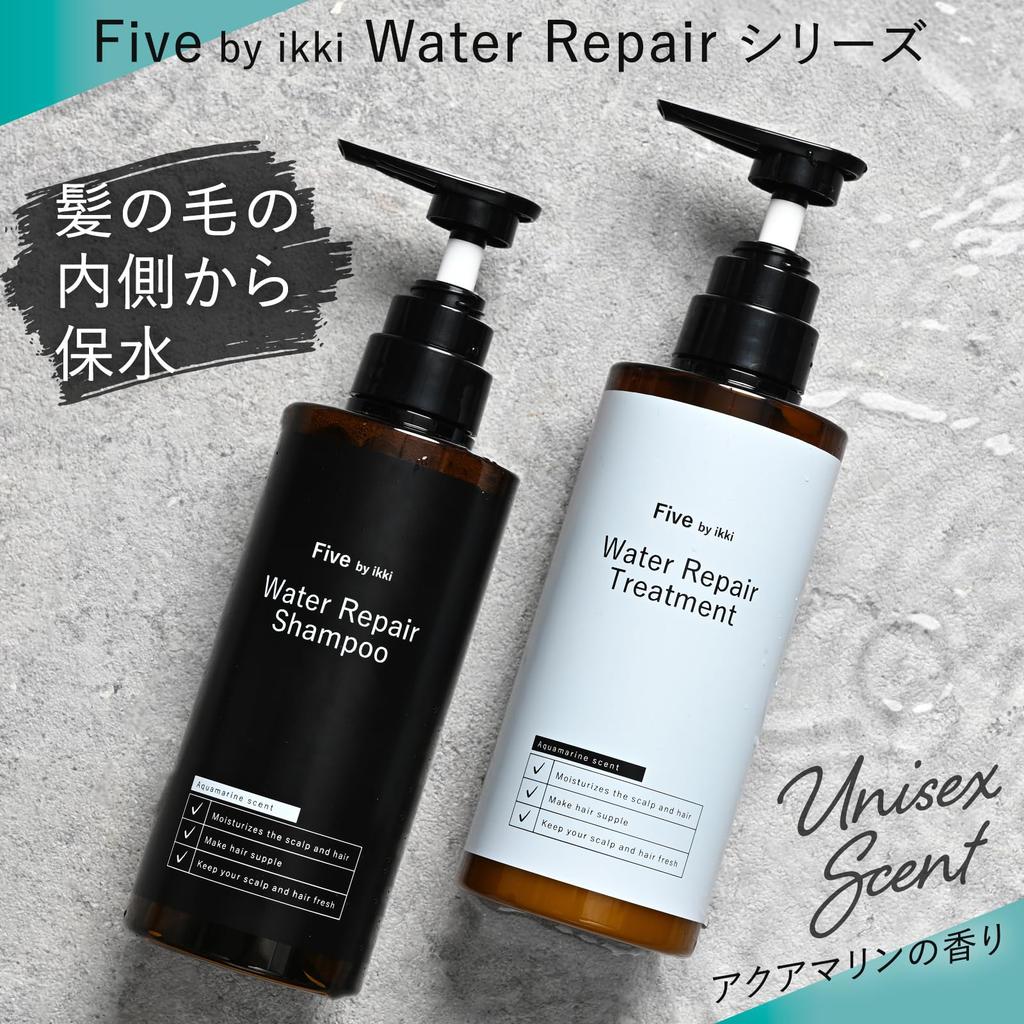 Five by Ikki Water Repair Shampoo von Ikki Takeuchi, 400ml, Repariert Schäden, Feuchtigkeitsspeicherung, von Ikki Takeuchi