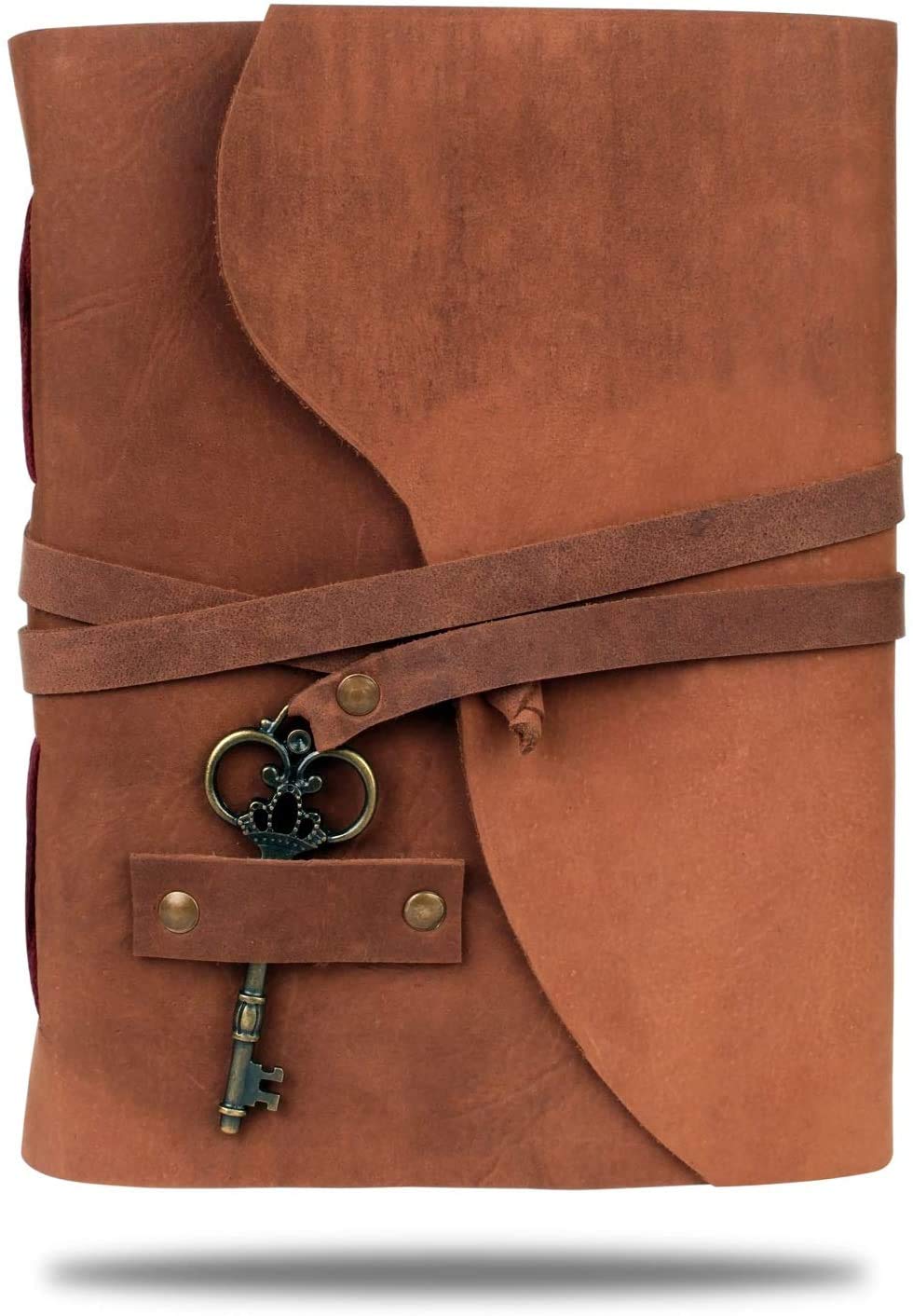 

GnG Handmade Genuine Leather Journal with Antique Handmade Leather Perfect for Art Size 7 inches x 5 inches Key, Notebook, Sketchbook,
