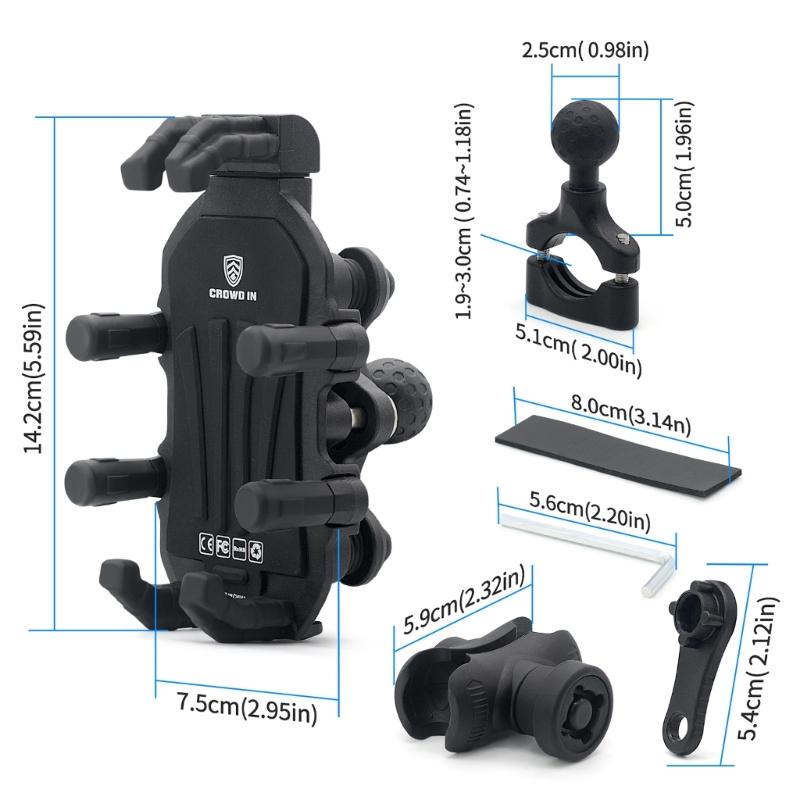 Motorcycle Phone Holder with Vibration Dampener & Secure Lock, Anti-Theft Motorcycle Phone Mount Handlebar Phone Holder