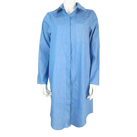 

Denim Dress Single Breasted Pockets Summer Buttons Knee Length Dress Streetwear L светло-синий