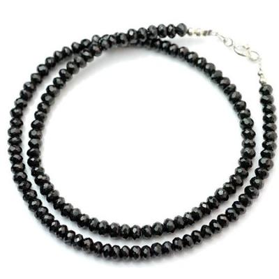 [Silver One] Ma Black Spinel Sterling Silver 925 [Width 6mm, Length 40cm] Black Bead Necklace for Women