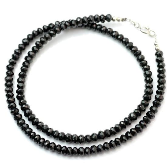 

[Silver One] ma Black Spinel Sterling Silver 925 [Width 6mm, Length 40cm] Black Bead Necklace for Women