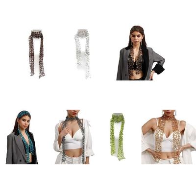 Woman Masquerades Sequins Scarf Outdoor Decorative Blingbling Sequins Collar