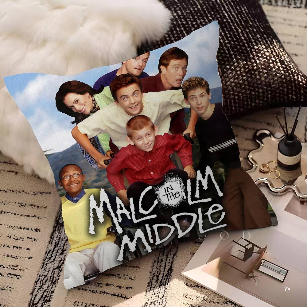 M-Malcolm In The Middle Pillow Covers Cartoon Sofa Decorative Home Double-sided Printing Short Plush Cute Cushion Cover