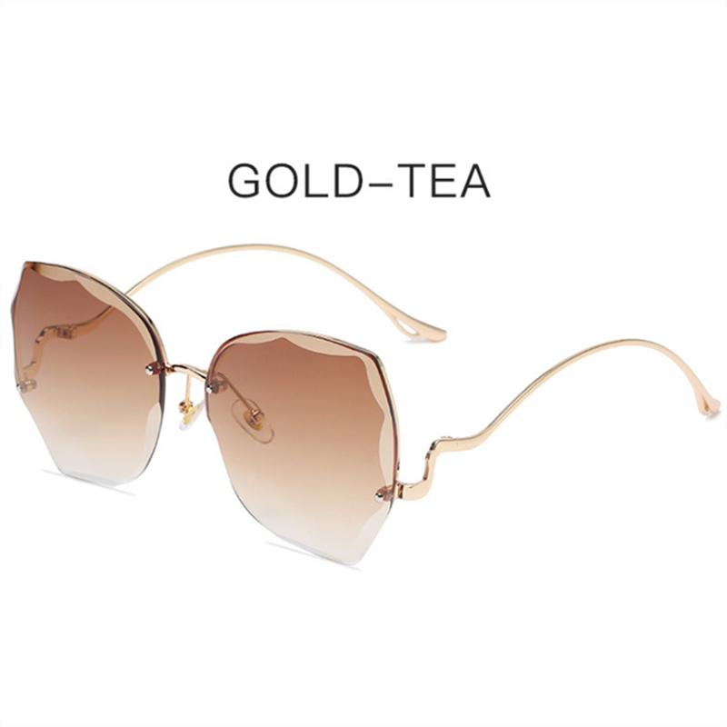 

Women s Gradient Sunglasses 2024 Cutting Rimless Sun Glasses Lady Vintage Metal Oversized Eyeglasses Gray Pink Shades Other коричневый