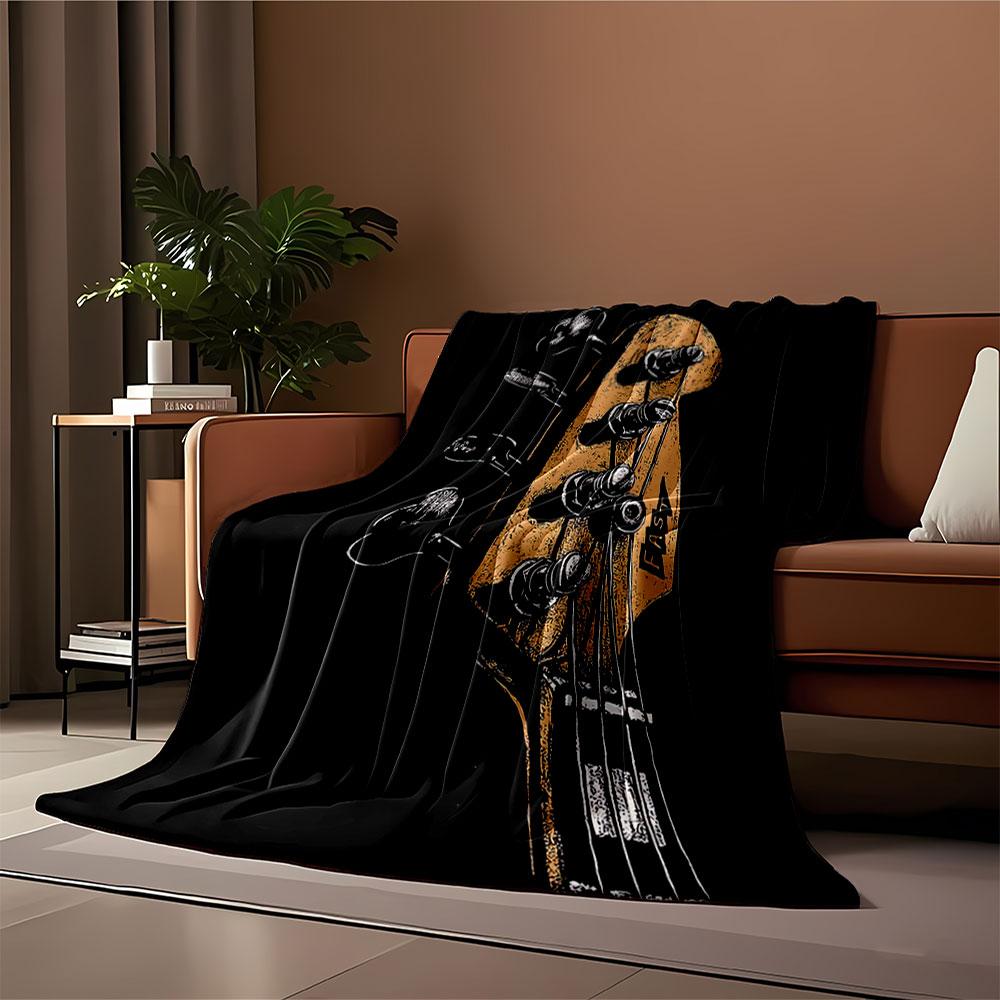 Bass Guitar Headstock Art for all seasons blanket lunch break throw gift