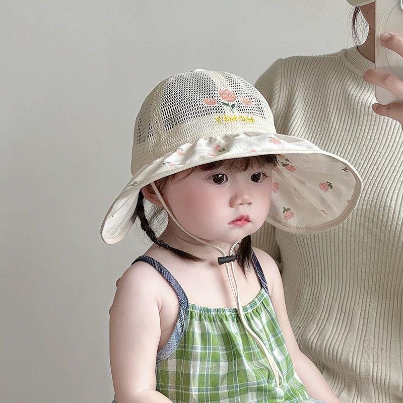 Summer Kids Sun Hat With Wide Brim Beach Shade For Toddler Girls Boys