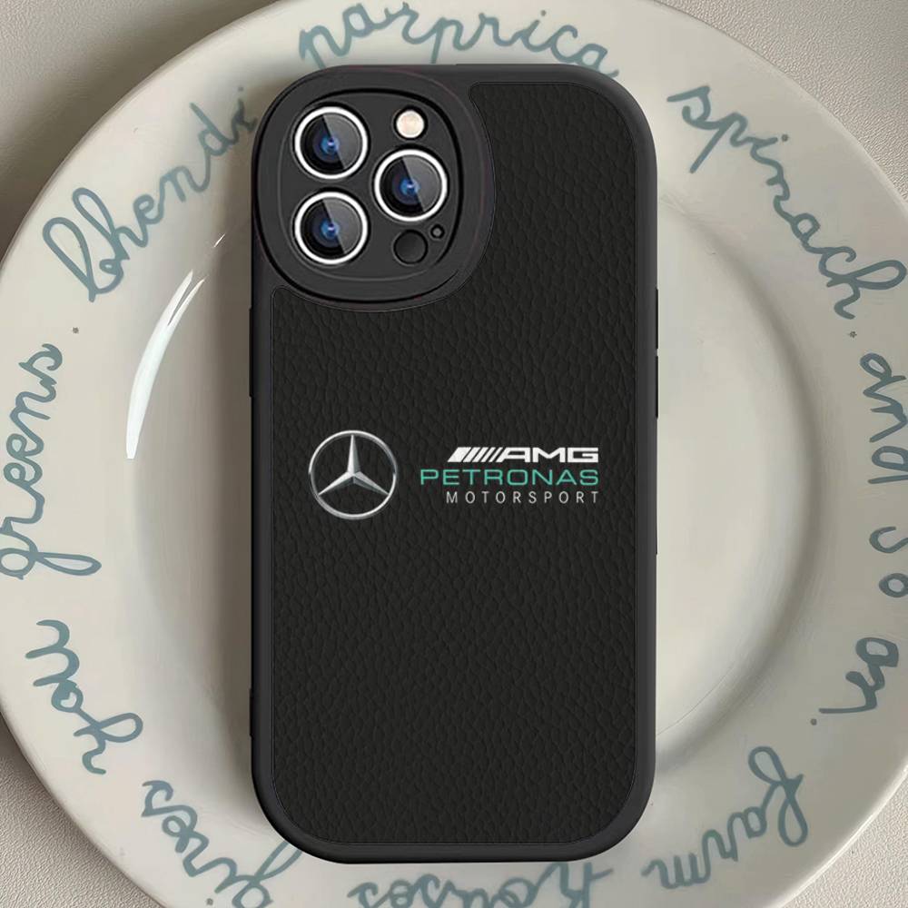 CQH1 Car M-Mercedes-Benz Phone Case For IPhone 16 15 14 13 12 11 Pro Max Plus Shockproof Leather Cover