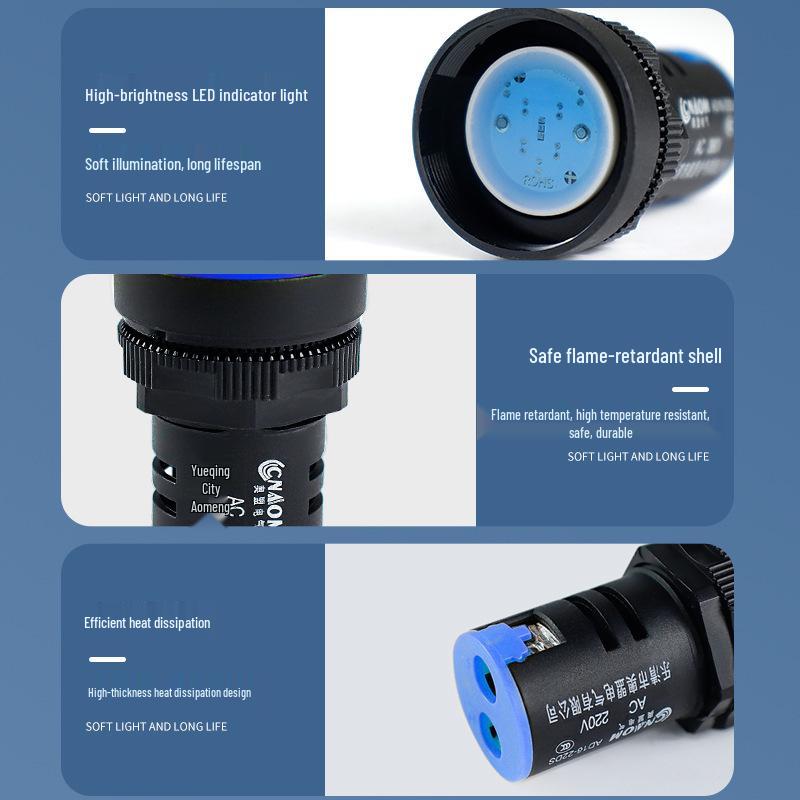 AD16-22DS LED Indicator Light, 24V 220V 380V, High Brightness, Flame Retardant Signal Light