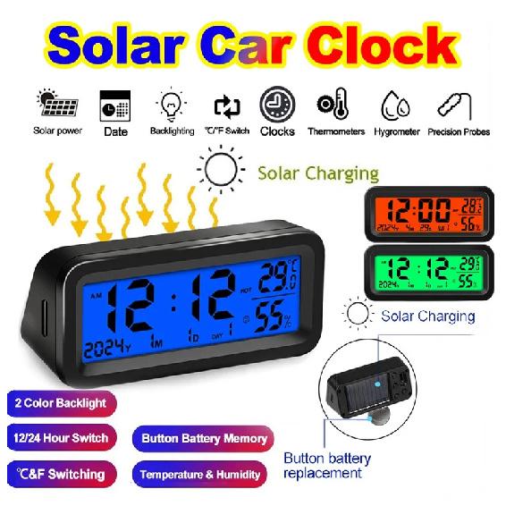 Solar Car Clock Dashboard Thermometer Led Car Electronic Watch Digital Display Time with Backlight Car Accessories Interior