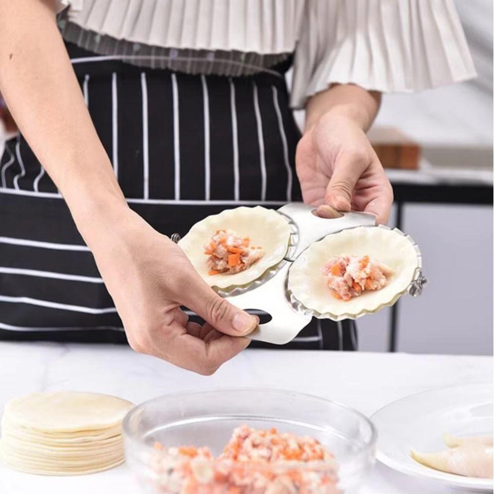 Crimped Design Stainless Steel Dumpling Maker with Handle Manual Ravioli Wrapper  Cooking