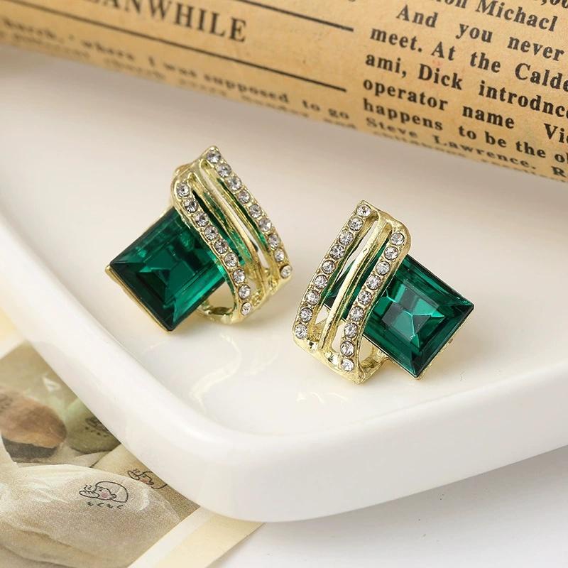 Crystal Rhombus Wings Geometry Temperament Sapphire Blue Red Green Stud Earrings for Women Zircon Girl Valentine s Day Gift