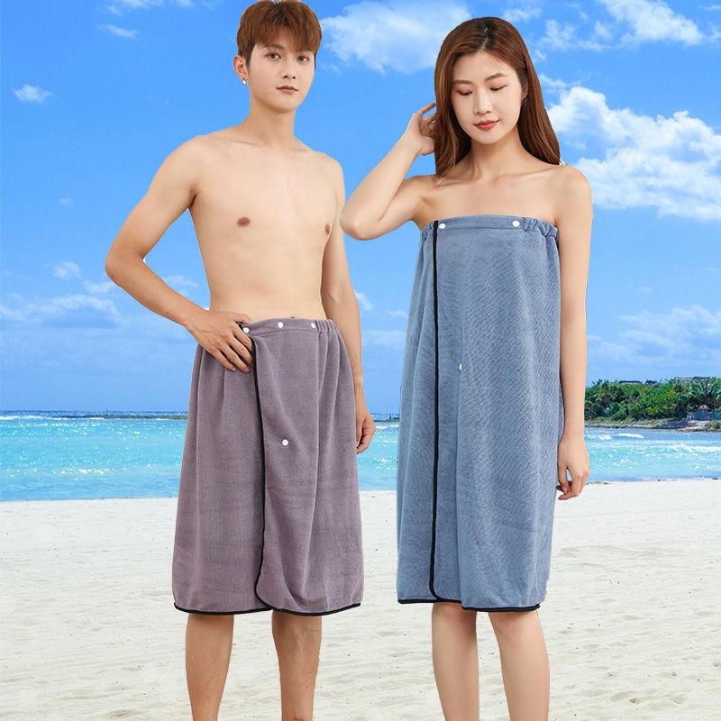 Bath towel couple style one pair of 2pcs men and women can wear or wrap bath skirt home absorbent no lint plus size bathrobe