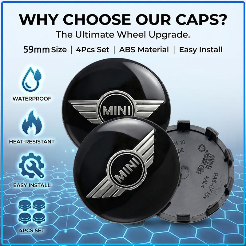 4 Stück 60mm Auto Radnabenkappe Felgenabdeckung Für MINI Cooper One S Clubman R50 R53 R56 R60 F55 F56 R57 R58 R59