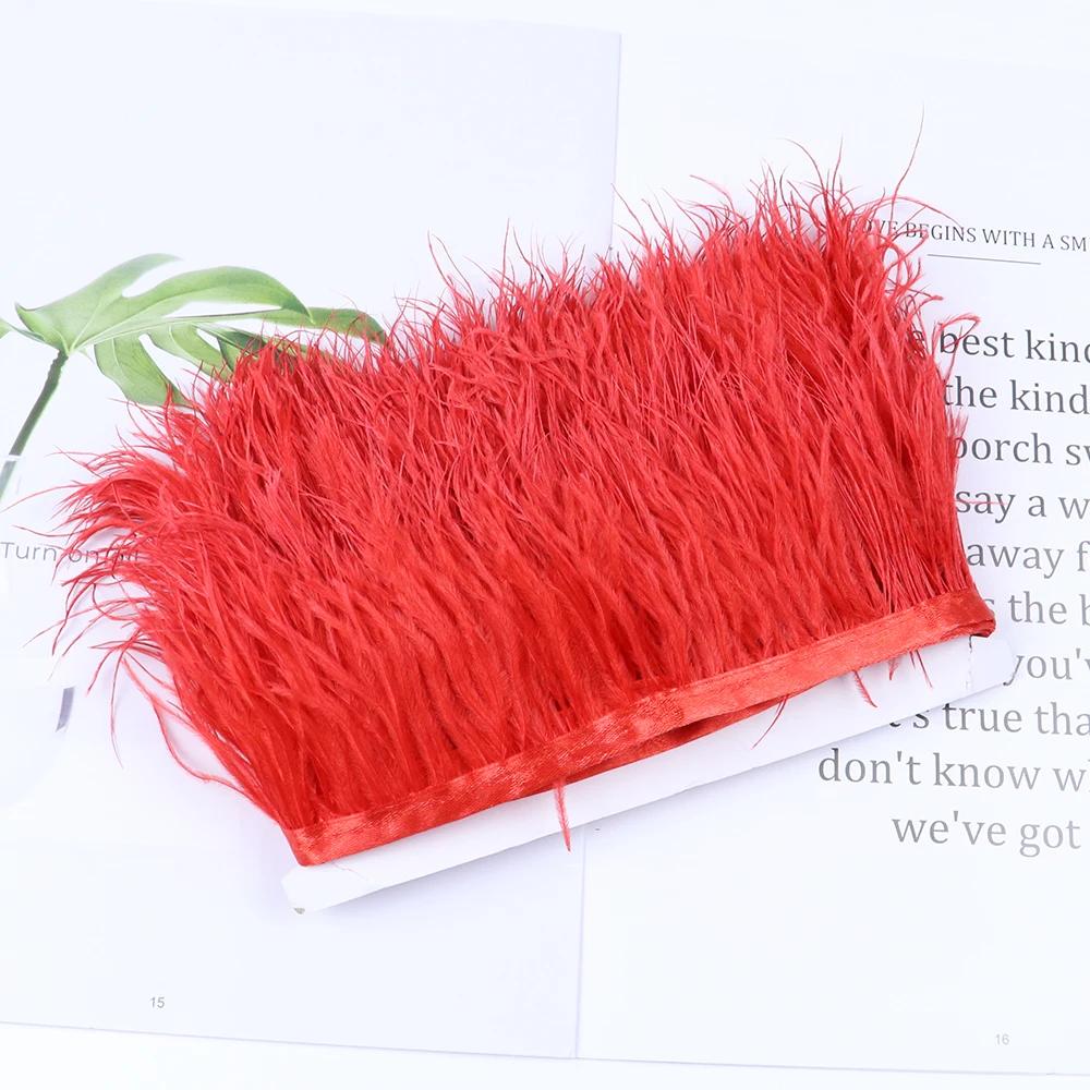Feather1 meter Natural Ostrich feather Trims Ribbon 6-15 cm for Skirt DIY Clothing Black White Ostrich feathers Wedding Decoration