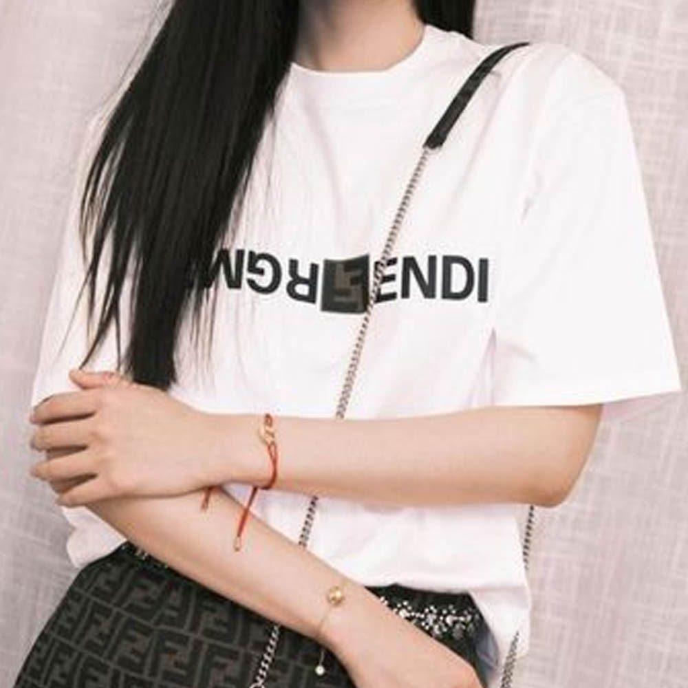 FENDI SS24 Drop Shoulder Sleeve T Shirt Women's White FS9626AQFZF0ZNM