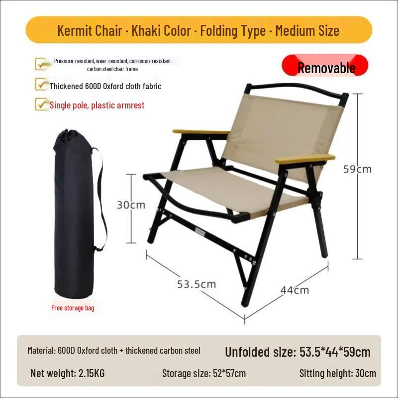 Black Outdoor Detachable Folding Recliner Camping Chair