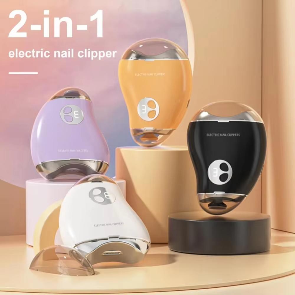 Electric Nail Polisher 3 Speed Adjustable Nail Clipper Digital Display Double Heads for Kids Adults Seniors Trimmer File