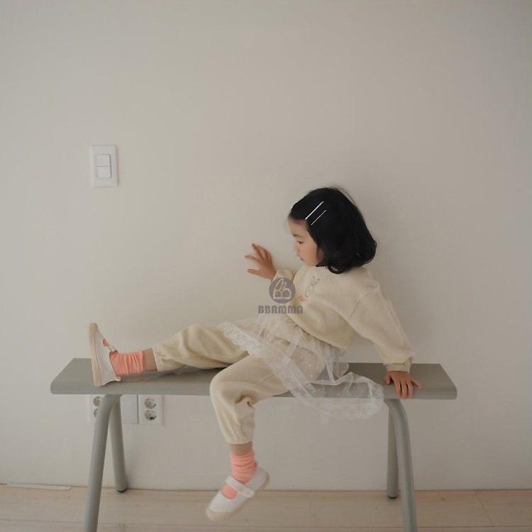 Autumn Clearance: Korean Kids' Waffle Knit Rabbit Print Two-Piece Set