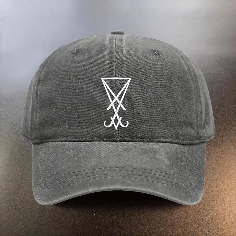 A Vintage Washed Hat with LuciferS Sigil a Baseball Cap for Daily Outings To Block The a MustHave Fashionable CoupleS Hat