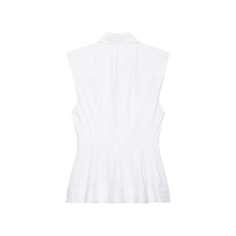 Womens Fashion Solid Sleeveless Pleated Fitted Blouse Versatile Top Work