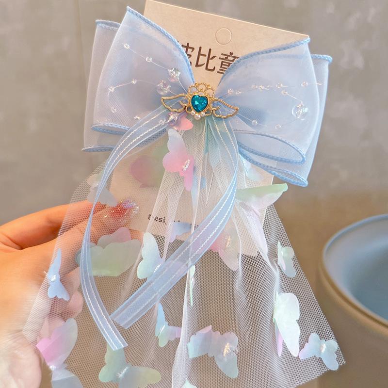 

Весна Лето Новые Градиентные Стразы Сердце Крылья Ангела Заколки для Волос для Девочек Детские Банты для Волос Аксессуары