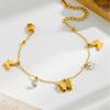 Punk Fashion Zirconia and Butterfly Charm Bracelet Female Gold Color Stainless Steel Chain Link Bracelet for Women Jewelry Gift
