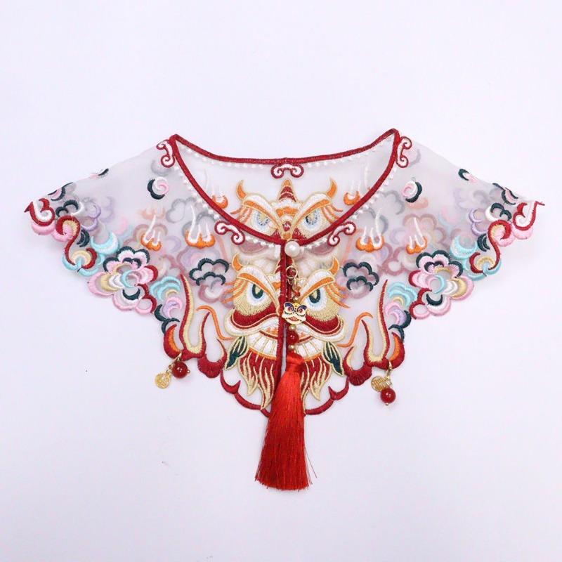 Cat Hanfu accessories - cloud collar, lion head embroidery, pet clothing with ancient style accessories, dog bib, pendant, neckwear S