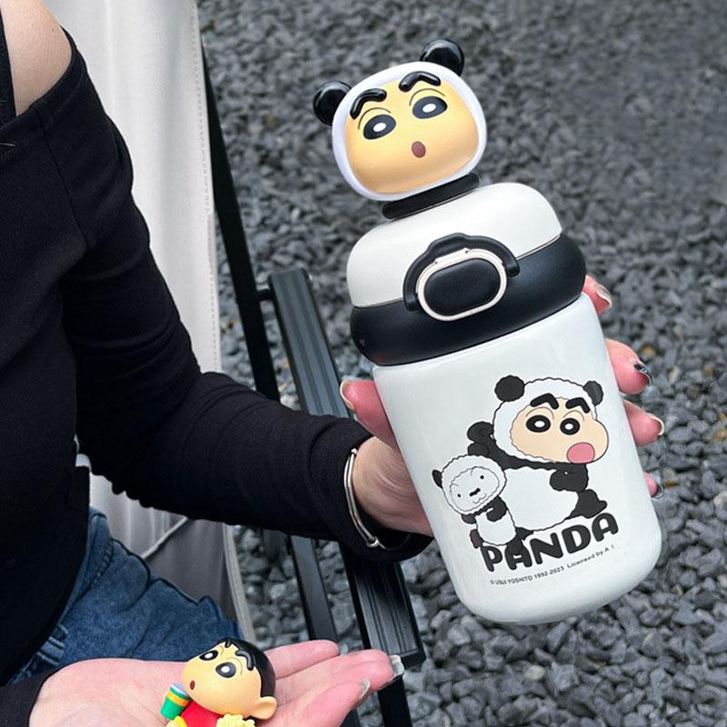 500ML Tecknad Söt Termosflaska Rostfritt Stål Vakuumisolerad Mugg Bärbar Dubbel Drick Barns Student Sugrör Vattenkopp