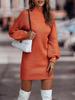 Autumn/Winter Solid Color Long-Sleeve Turtleneck Sweater Dress for Women