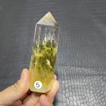 Natural Smoky Citrine Quartz Crystal Wand Single Pointed Quartz Stone Therapy Rod Magnetic Field Aggregation and Vertex