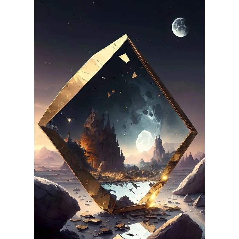 

Абстрактное Золотое Разбитое Зеркало Вселенная Космическое Пространство Плакат Картина на Холсте Настенная Картина Современная Комната Домашний Декор Cuadros 21cm×30cm NoFrame