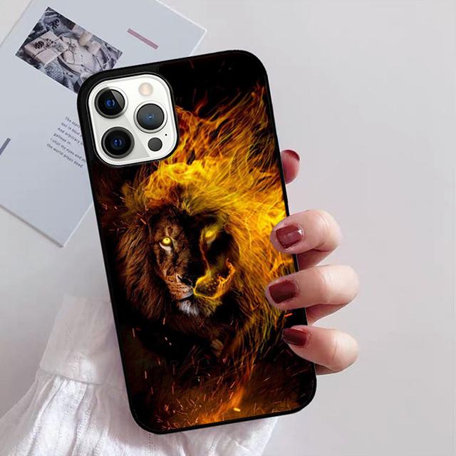Lion Alpha Male Cub Phone Case for iPhone 11 12 13 14 Pro Max mini XR XS SE 2020 6 7 8 Plus Samsung S21 S22 Coque Fundas