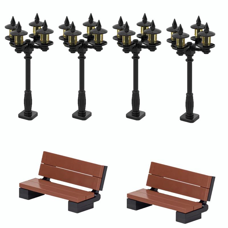 MOC Bricks Toys Model Compatible MOC Parts Bricks City Street Lamp Building Block Lamp with Halloween Bat Lamp