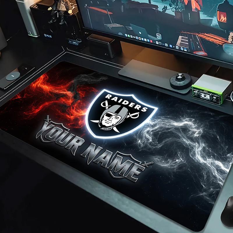Las Vegas Raiders Druck Kissen Rutschfest Laptop Tablet Großes Mauspadd XXL Matte Mini-PC Spielmatte Mit Verriegeltem Rand
